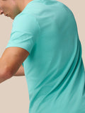 Back view of Zone Training T-Shirt in light aqua showing ribbed panels and bonded hems