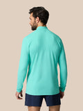 Back view of light aqua Zone Training 1/4 Zip Top showing ribbed back panel