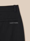 Close-up of black Castore Golf Pinnacle Winter trouser waistband with a belt loop and clean stitching