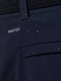 Close-up of navy ProTek fabric with water droplets near the back pocket