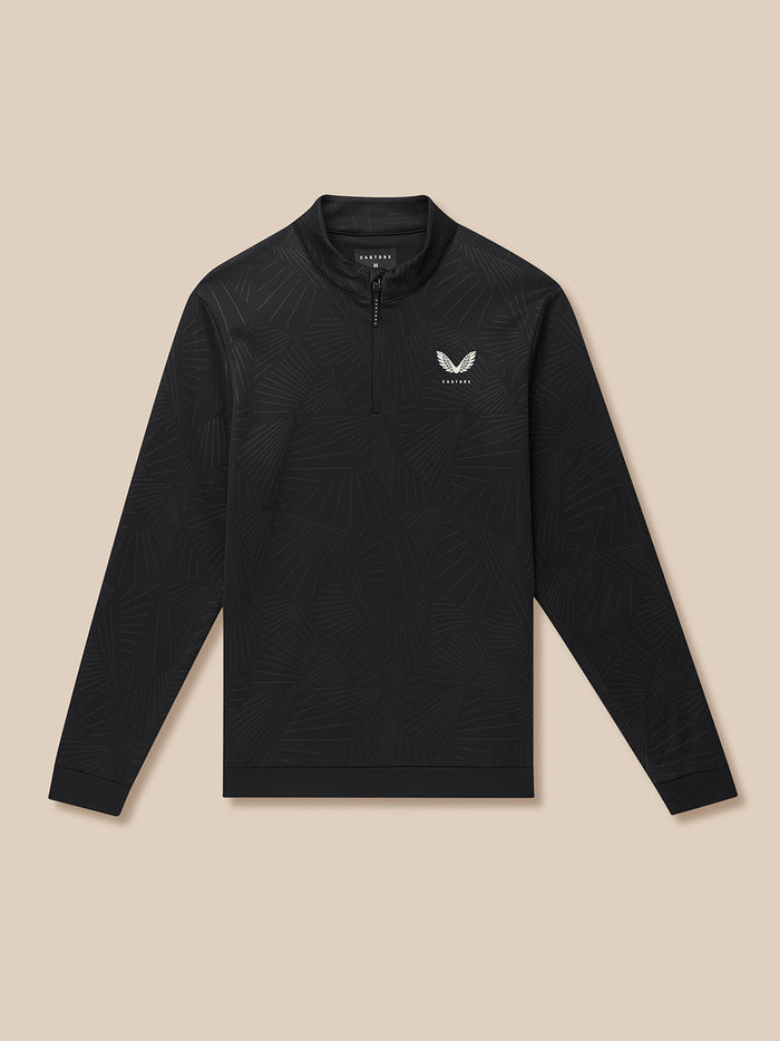 Black Golf Club Classic quarter zip top with all over print and Castore branding on back and left chest