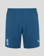 Blue training shorts with ergonomic athletic cut and light blue side panel England crest on the leg