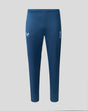 Back view of blue training pants with tapered legs and England cricket crest
