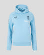 Womens 26/27 Travel Adapt Fleece Overhead Hoodie in airy blue with the Three Lions crest on the chest