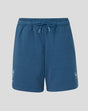 Ensign blue Travel adapt fleece shorts with drawstring waist, navy Three Lions crest on the leg and Toyota branding.