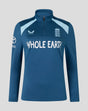 Blue training midlayer top with zip collar light blue shoulder panels Castore logo and England crest.