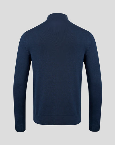 Unisex Embroidered  1/4 Zip Sweater - Navy