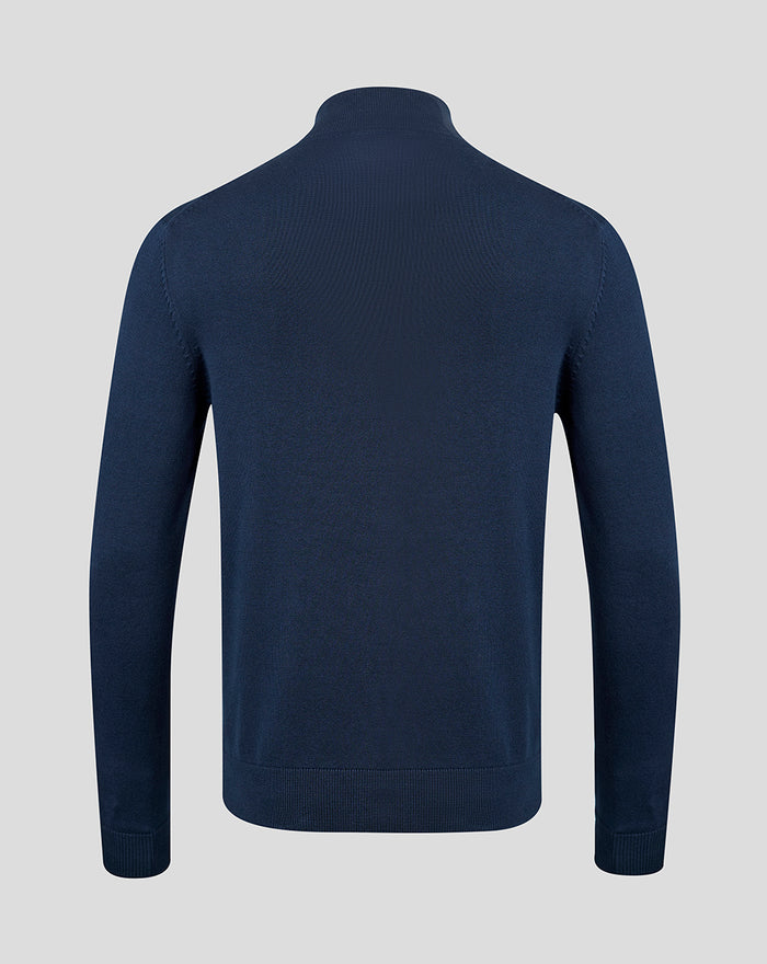 Unisex Embroidered  1/4 Zip Sweater - Navy