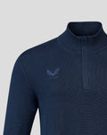 Unisex Embroidered  1/4 Zip Sweater - Navy