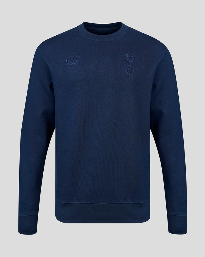 Unisex Embroidered Crew Neck Sweater - Navy