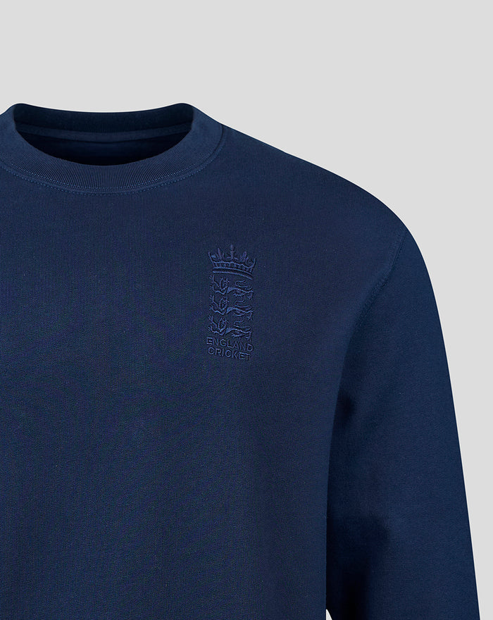Unisex Embroidered Crew Neck Sweater - Navy