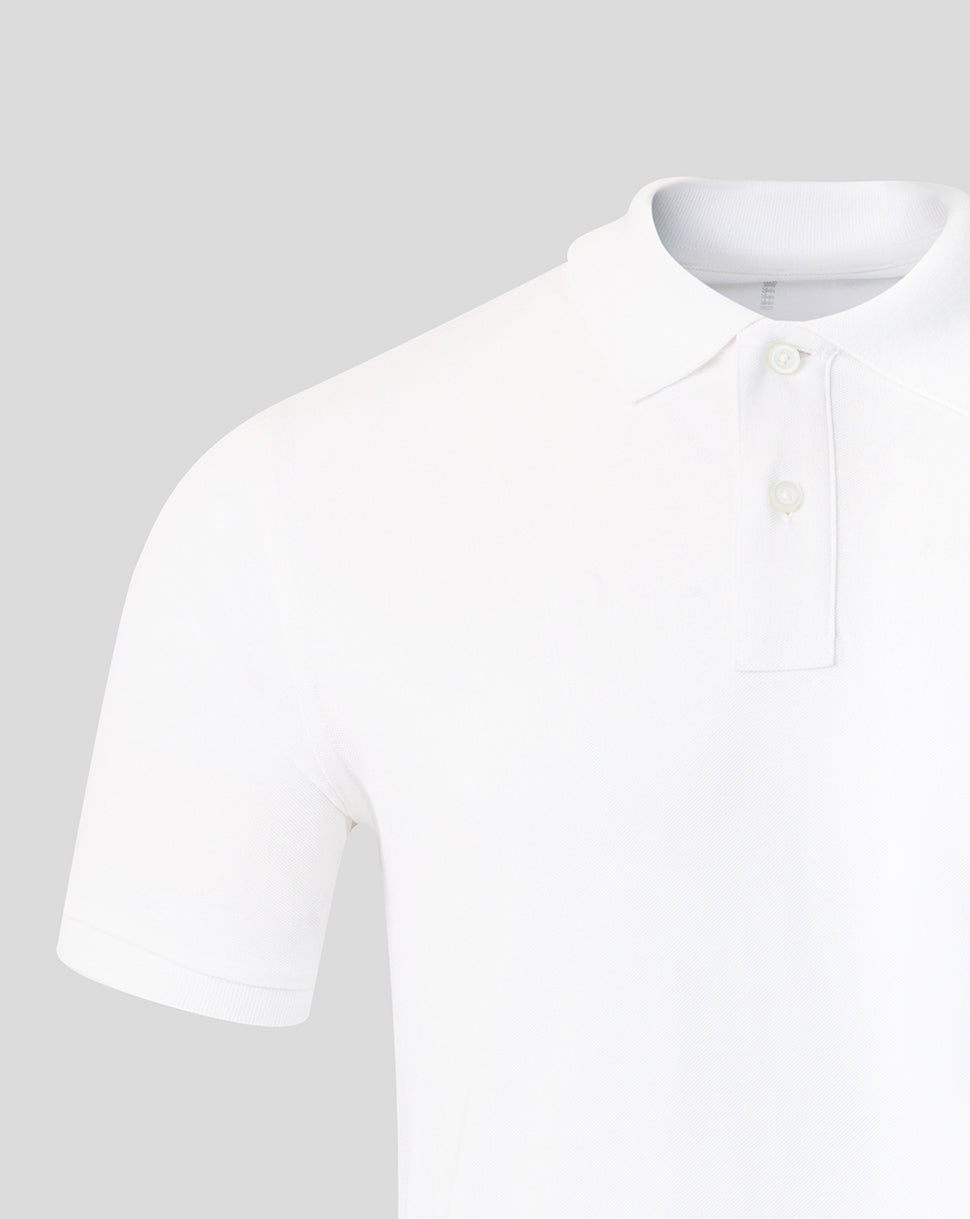 Adults 26/27 Essentials Crest Short Sleeve Polo - White