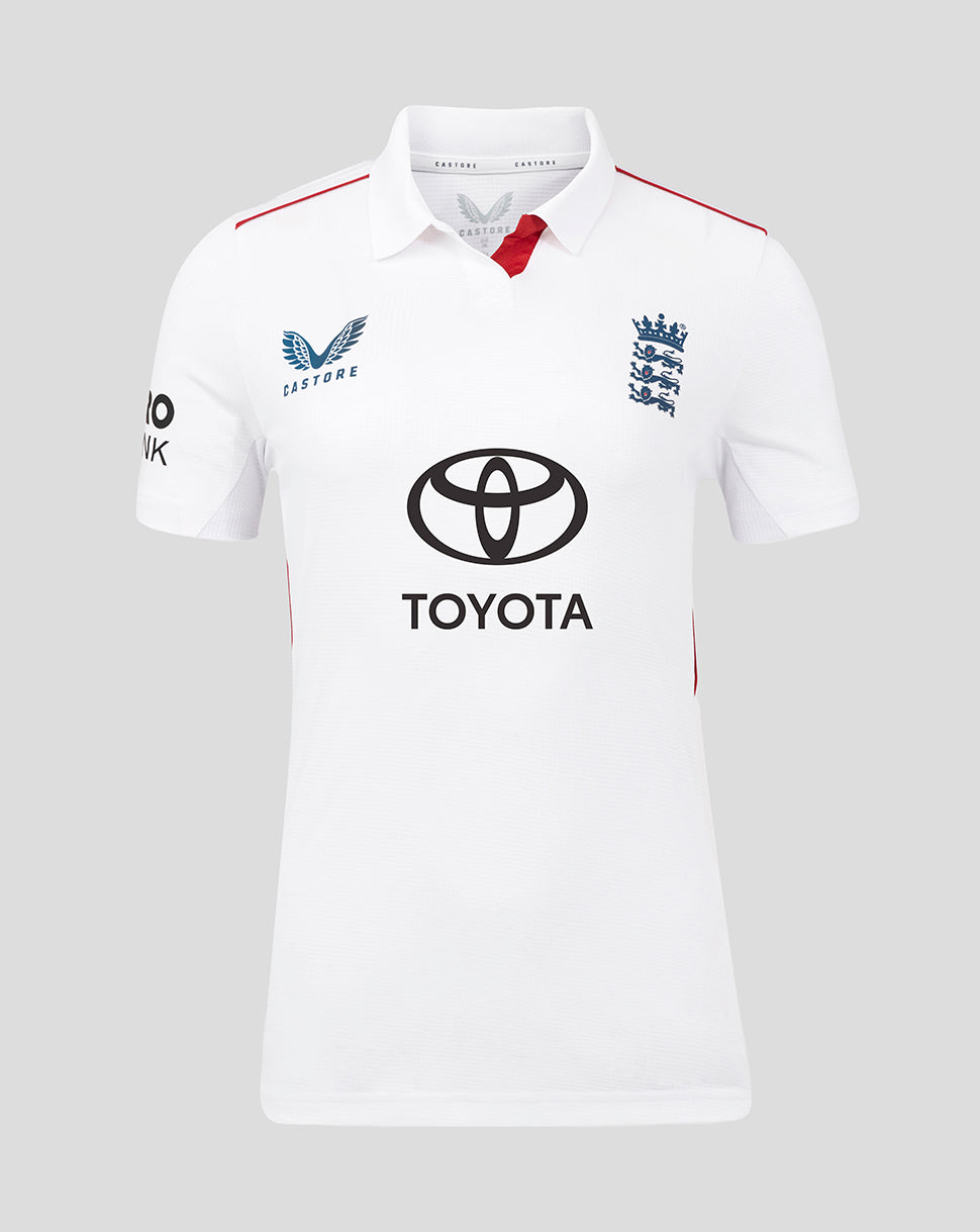 WOMENS 26/27 ECB TEST REPLICA SHORT SLEEVE SHIRT - WHITE