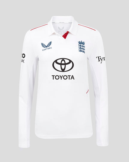 Womens 26/27 England Cricket Test Pro Long Sleeve Shirt - White