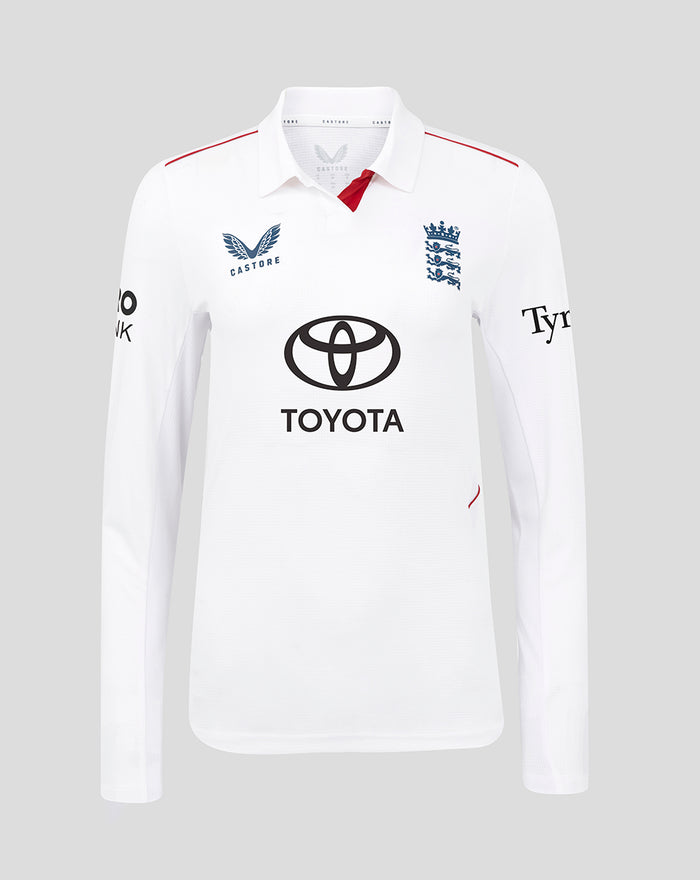 Womens 26/27 England Cricket Test Pro Long Sleeve Shirt - White