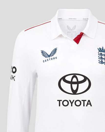 Womens 26/27 England Cricket Test Pro Long Sleeve Shirt - White