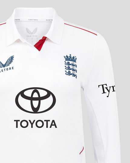 Womens 26/27 England Cricket Test Pro Long Sleeve Shirt - White