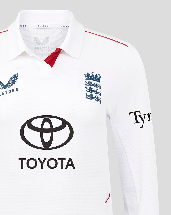 Womens 26/27 England Cricket Test Pro Long Sleeve Shirt - White