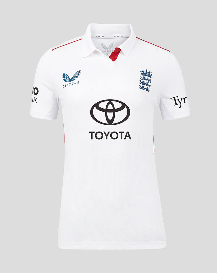 Womens 26/27 England Cricket Test Pro Short Sleeve Shirt - White