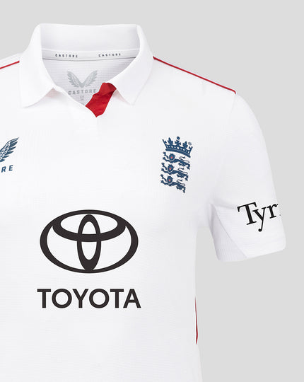 Womens 26/27 England Cricket Test Pro Short Sleeve Shirt - White