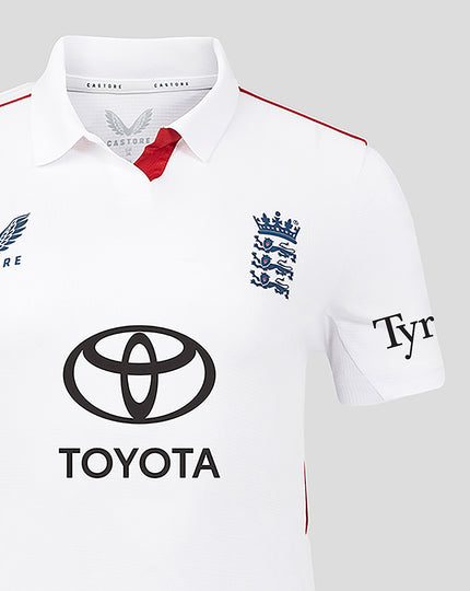 Womens 26/27 England Cricket Test Short Sleeve Shirt - White