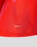 Red Welsh Fire jersey close up showing pink shoulder panels and the AERTEK label