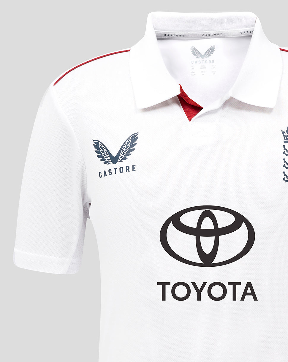 JUNIOR 26/27 ECB TEST REPLICA SHORT SLEEVE SHIRT - WHITE