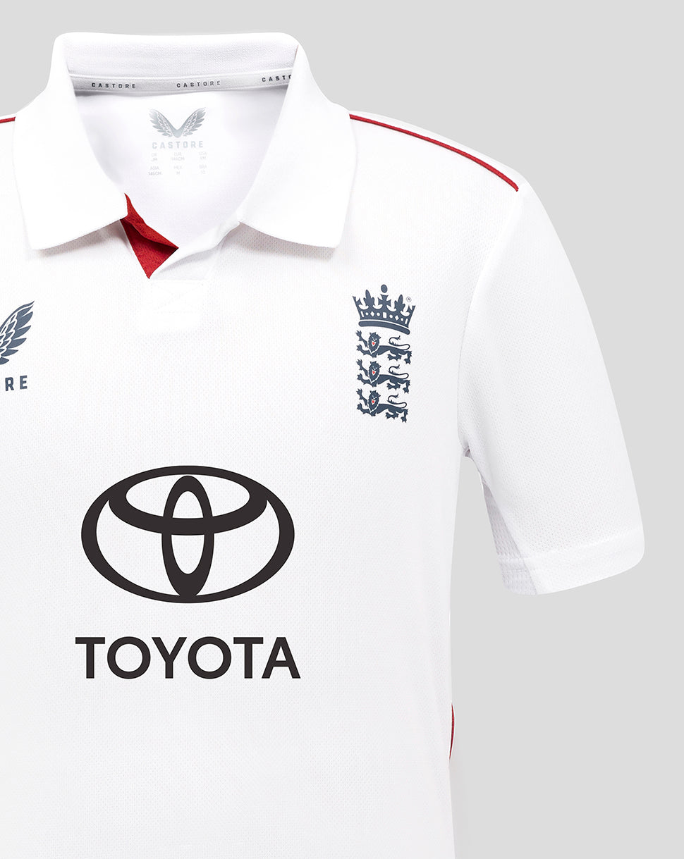 JUNIOR 26/27 ECB TEST REPLICA SHORT SLEEVE SHIRT - WHITE