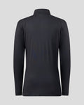 Back view of a plain black Welsh Fire 2026 performance quarter zip top with high collar