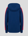 Back view of navy Junior 24/25 Classic Full Zip Hoodie with red stripes along the sleeves.