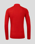 Back view of red long sleeve T20 Pro cricket shirt with textured fabric and clean finish
