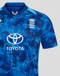 England Men's ODI Short Sleeve Shirt in blue camouflage with Three Lions crest and Toyota sponsor.