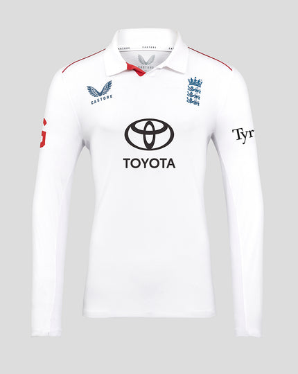 Mens 26/27 England Cricket Test Pro Long Sleeve Shirt - White