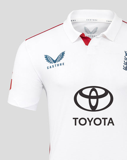 Mens 26/27 England Cricket Test Pro Short Sleeve Shirt - White