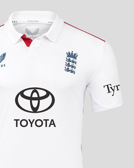 Mens 26/27 England Cricket Test Pro Short Sleeve Shirt - White