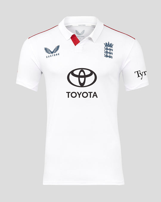 White England Test polo shirt with crest and Toyota logo on the chest