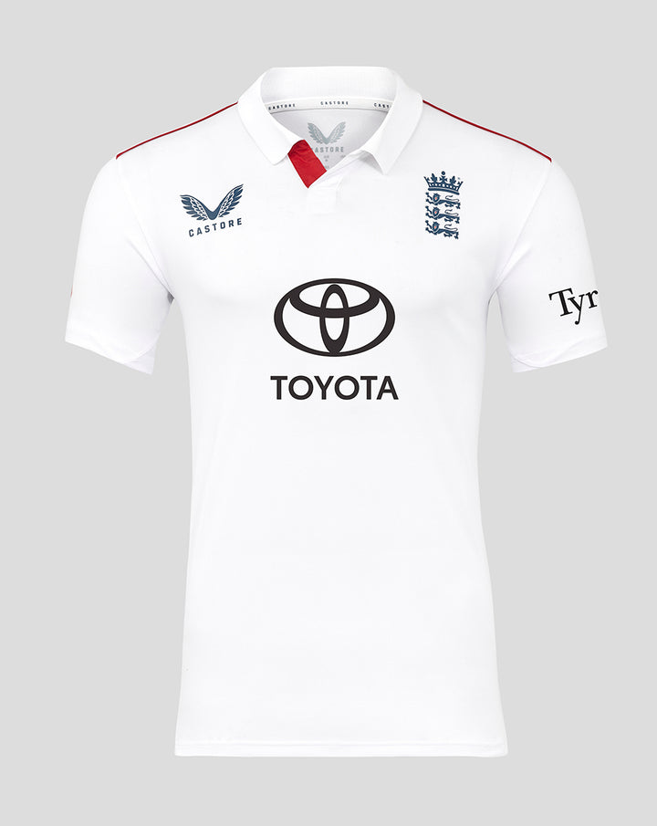 White England Test polo shirt with crest and Toyota logo on the chest