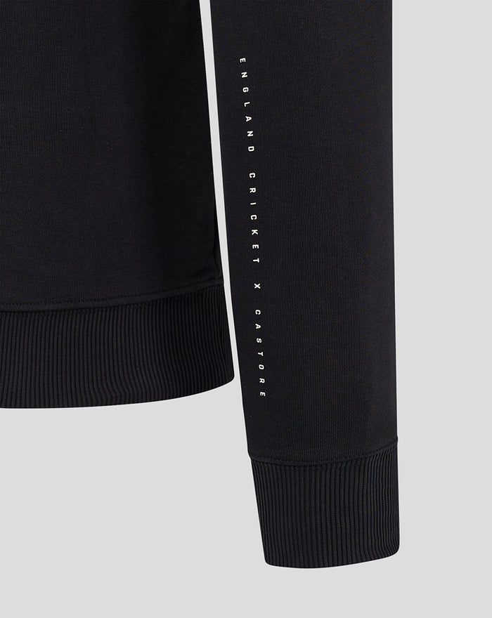 Sleeve detail with vertical ENGLAND CRICKET X CASTORE text on black jacket
