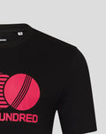 Black The Hundred Junior T-Shirt with a bold pink circular graphic on the front