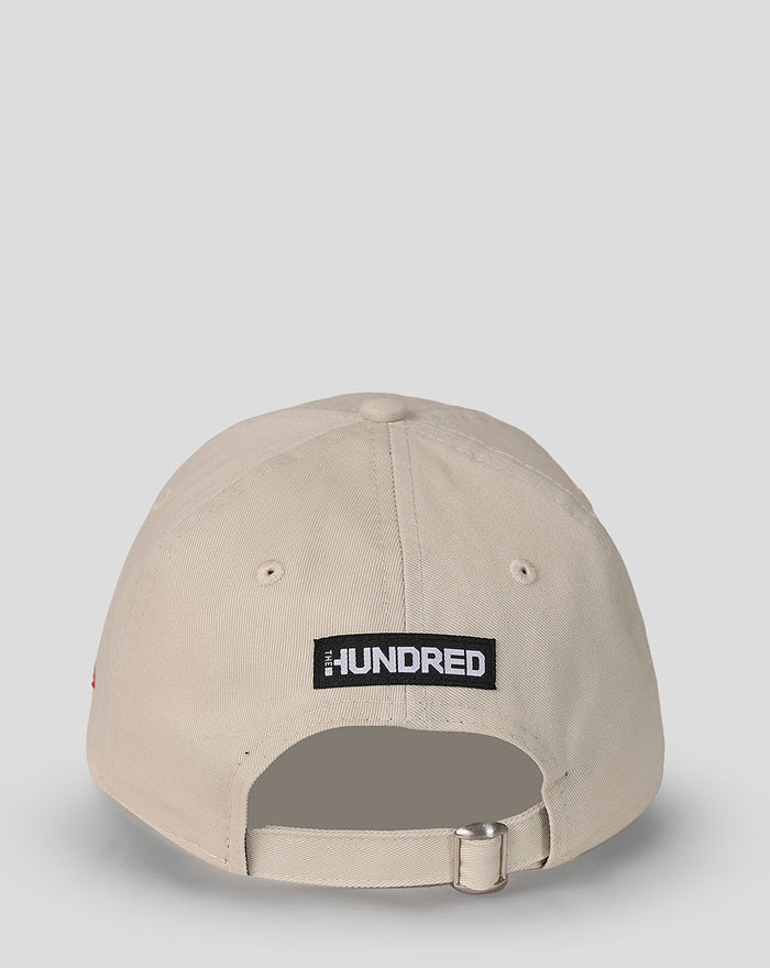 Beige cap viewed from back with The Hundred branding patch on the rear panel