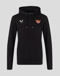 Front view of black hoodie with white wing logo on the left chest and Sunrisers crest on the right chest